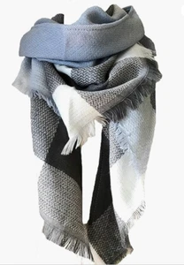 Warmer langer Damenschal Wintertücher große Schals Strick Kaschmir Feel Karo Schal - Bild 1 von 4