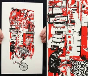 Tyler Stout Blitzkrieg Bike Kunstdruck Poster selten rote Auflage 100 - Bild 1 von 2