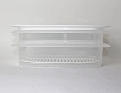 TUPPERWARE Cool`N Fresh 1x700ml+ 1x1,5L Behälter +1x Gitter+ 1xKlimadeckel weiß - Bild 1 von 3