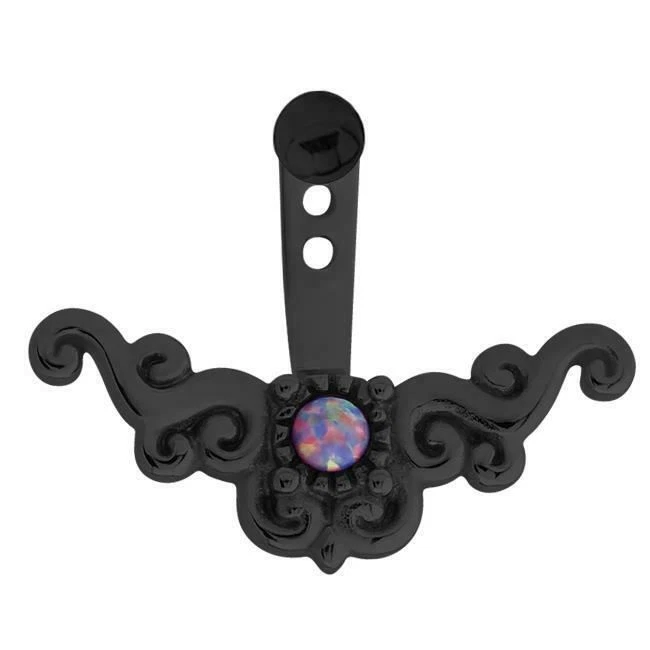 Black Surgical Steel Purple Opal 1 Stone Ear Jacket Earring Tragus Cartilage - Image 1 of 1