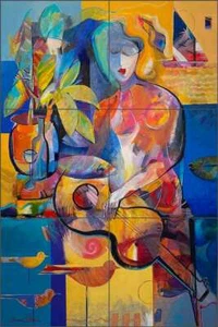 Abstract Tile Backsplash Warren Cullar Musical Art Ceramic Mural WC137 - Picture 1 of 6