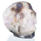 8.82 " Natural Geode Agate Crystal Human Skull Collectibles # 30R70