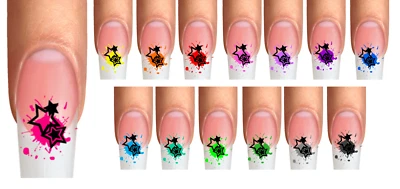 CREATIV.ARTS Wraps Nail Tattoos, Stelle con Macchie di Colore Macchie di Colore Stelle, Ornamento Stellare