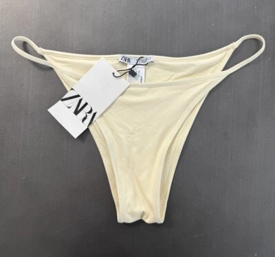 NUEVO Traje de baño Zara Swim Cheeky Tanga Parte inferior de bikini Traje de baño Marfil Playa S Foto 1 de 4