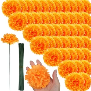200 Pack Artificial Marigold Flower with Stems Bulk 3.5 Inch Silk Marigold Fa... - Picture 1 of 8