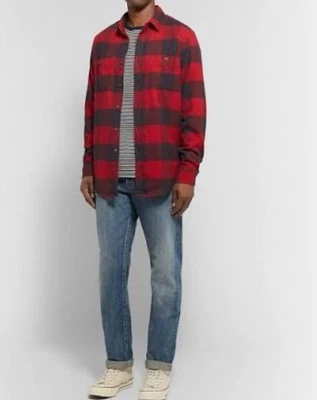 J.Crew Fctry Buffalo Check Flannel Shirt Sz L Red Black Cozy Holiday Work Layer - Image 1 of 4