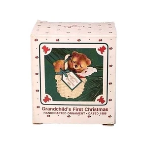 Vtg 1986 Grandchild’s First Christmas Baby Bear Hallmark Keepsake Ornament NOS - Picture 1 of 2