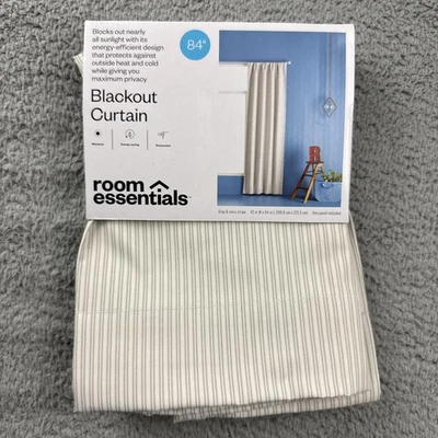 Panel de cortina Room Essentials Blackout 42x84 gris blanco a rayas varilla bolsillo individual Foto 1 de 4