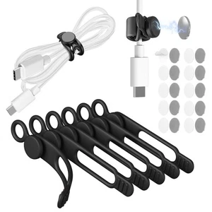 Silicone Cable Ties & Magnetic Cord Organizer with Magnet Base, Dual Use of B... - Picture 1 of 7
