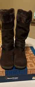 Baretraps Hawna Size 7 M Dark Brown Suede/ Faux Fur Boots Stay Dry and Stay Warm - Picture 1 of 9