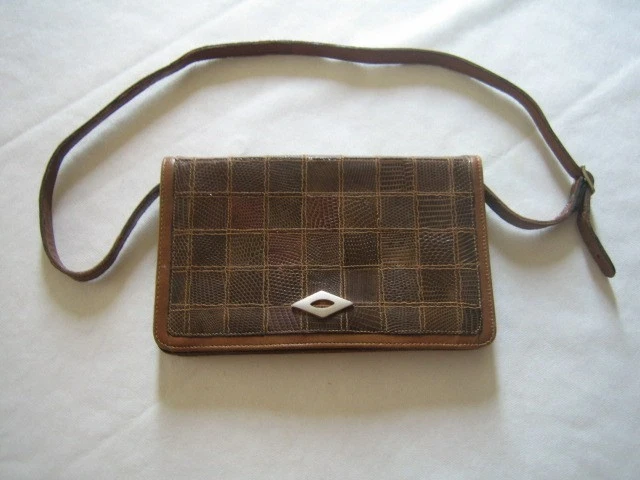 pochette sac a main femme  cuir peau lézard/serpent  vintage - Photo 1/4