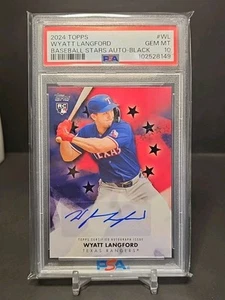 PSA 10 2024 Topps Update Wyatt Langford RC Baseball Stars Rookie Auto 166/199 WL - Picture 1 of 2