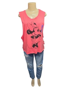 Disney Women’s Coral Minnie Mouse Tank Top Size 14 New - Picture 1 of 13