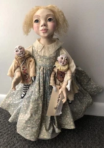 20" FRIEDERICY Wachs über Porzellan Puppe "FRANZÖSISCHES MÄDCHEN" mit ihren 2 Puppenpuppen - Bild 1 von 24