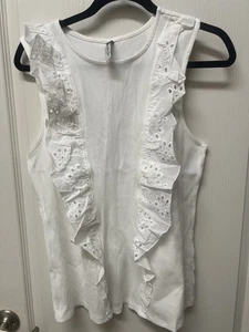 Torrid Ribbed White Sleeveless Top Lightweight Eyelet Accent Sz 2 - Foto 1 di 7