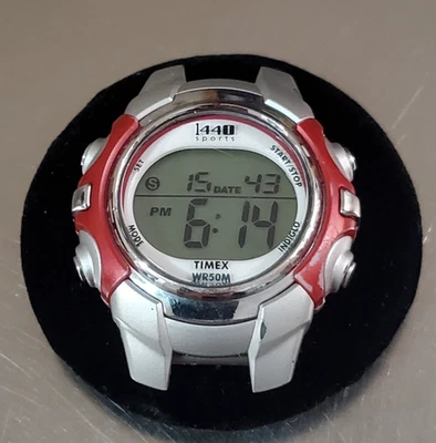 Timex 1440 Indiglo Watch Digital Red Silver Alarm Water Resistant 34 mm - Image 1 of 4