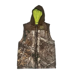 Youth RealTree Edge Large Camouflage Green Zipper Pocket Vest Outdoors Boys - Picture 1 of 5