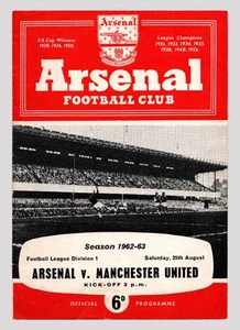 Arsenal v Manchester United 1962-1963 Division One 25/08/1962 - Picture 1 of 2