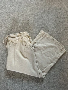 Lauren Ralph Lauren Wide Leg Trousers Size L Linen Blend Casual Summer Holiday - Picture 1 of 5