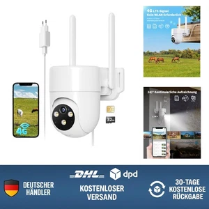 4G LTE Überwachungskamera Aussen mit SIM Karte, 2K PTZ 360° Kamera Nachtsicht - Bild 1 von 11