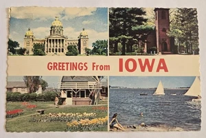 Vintage Used 6x4 Postcard Greetings From Iowa Multiview Postcard W1 - Picture 1 of 2