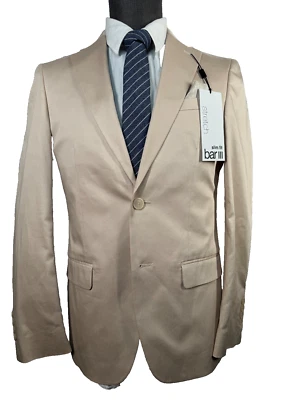 Nuevo BAR III Para Hombres Caqui Tostado CALCE CEÑIDO ELÁSTICO Traje Abrigo Deportivo Blazer Chaqueta 36R Foto 1 de 4