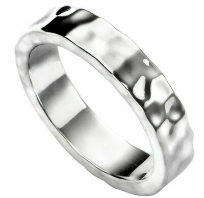 Argento Sterling da Uomo Anello Martellato Fascia Design Marcato Dimensioni Q - - Immagine 1 di 3