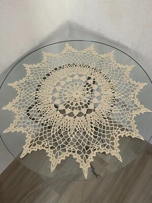 Häkeldecke/Häkeldecken/Häkeldeckchen creme ca. 46 cm - Bild 1 von 3