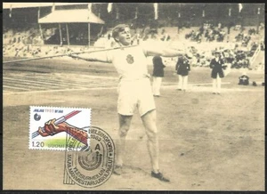 1983  Finland Medal Winner Julius Saaristo Javelin Throw Postcard - Picture 1 of 2
