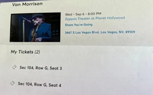 Van Morrison concert tickets Las Vegas September 6 - Picture 1 of 1