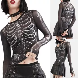 Mujer Pullover Manga Larga Prendas para el torso Camiseta Carnaval Adulto Estampado Esqueleto - Imagen 1 de 22