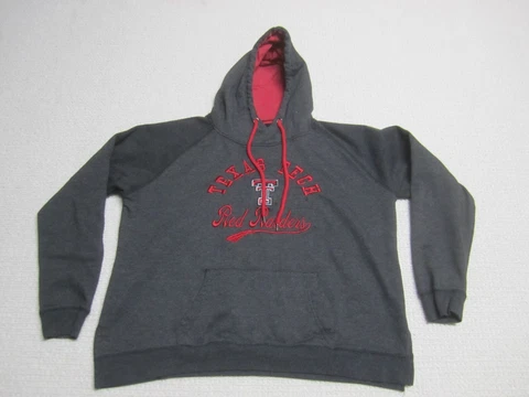 Texas Tech Sweatshirt Womens Extra Large Gray Red Pullover Hoodie Red Raiders Cover
