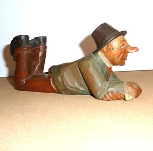 Vintage Anri Wood Carving Pipe Rest Man Anri Italy Signed PIPE NOT INCLUDED - Picture 1 of 14