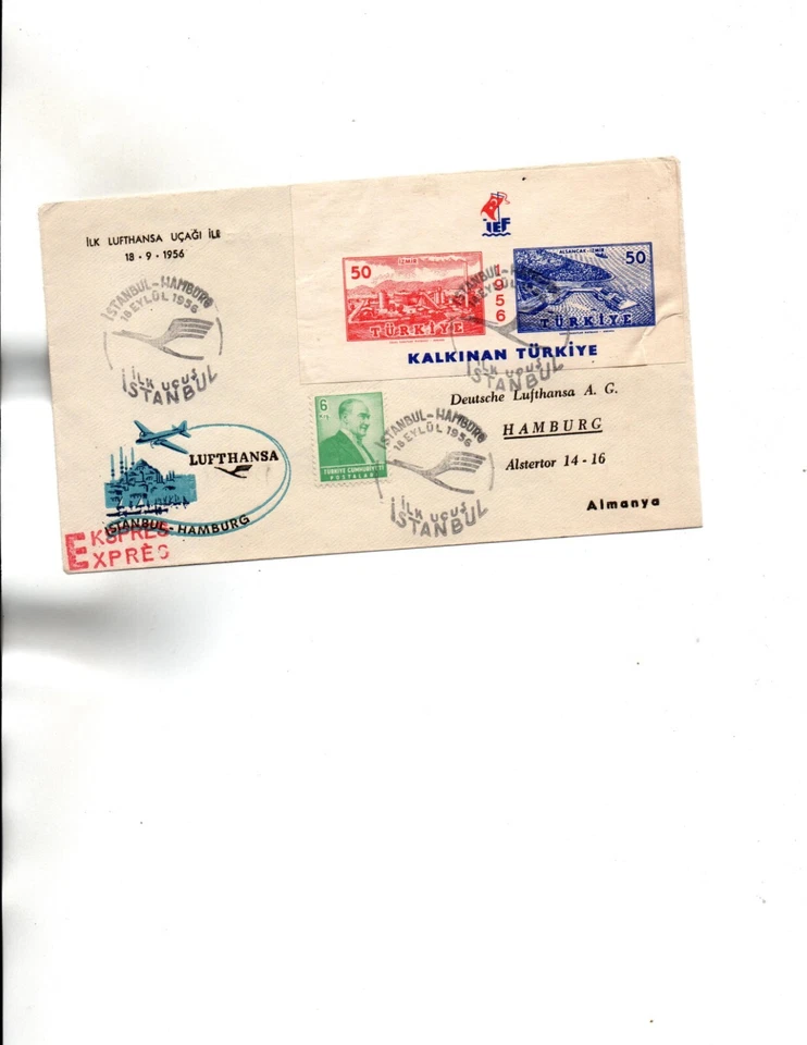 Turkey 1956 1 st flight LUTHANSA to Germany - Image 1 of 1
