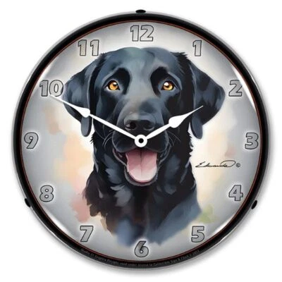 Black Labrador Retriever Dog LED Backlit Clock - Image 1 of 3