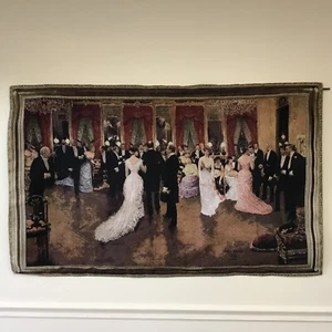 TAPESTRY Wall Hanging 53x35 An Evening Soiree Jean Beraud Paris France Wedding - Picture 1 of 9
