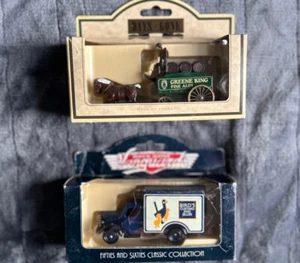 Days gone Die cast Bedford van Birds custard + Green king Brewers Dray model - Picture 1 of 11