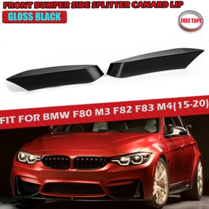 Gloss Black Front Bumper Side Splitter Canard Lip For BMW M3 F80 F82 F83 2015-20 - Picture 1 of 7