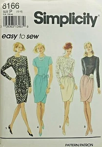 RARE Simplicity 8166 Slim Knee Length Tulip Dress Sz 12 VTG 90s CUT & COMPLETE - Picture 1 of 5