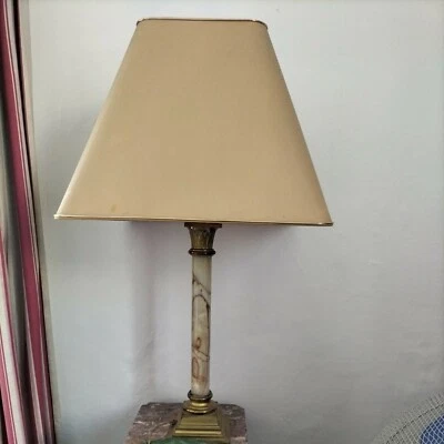 Importante lampe , chandelier empire électrifiée , bronze et onyx - Photo 1/3