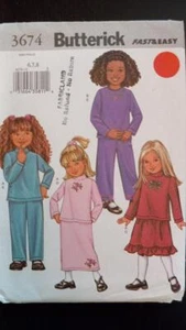 Butterick 3674 Fast & Easy Child's Top, Skirt & Pants Pattern Size 6-7-8 - Picture 1 of 2