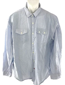Camisa de hombre Mark Ecko abotonada a rayas talla XXL bolsillos manga larga cuello - Imagen 1 de 9