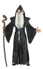 Men's Evil Wizard Costume Black Robe Cloak Halloween Fancy Dress
