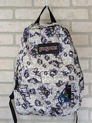 Tracy Tubera Jansport Artist Series White Purple Backpack Hip Hop Rock Cartoon  - Image 1 of 4