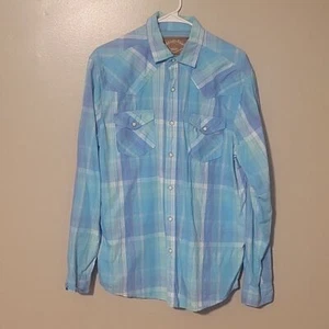 Rot Camel Button Down Langarm Gestreiftes Hemd Blau Grün Herren Größe Large - Bild 1 von 3