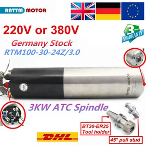 3KW BT30 ATC Spindle Water Cooled Milling Motor Metal Engraving Cutting 220/380V - Picture 1 of 11