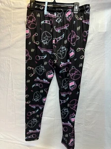 Squishmallows Sleep Pants Women's M Black Polyester Graphic Neon Line Drawstring - Picture 1 of 4
