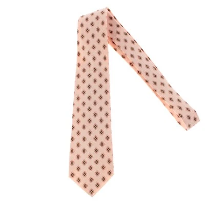 Corbata Kiton nueva sin etiquetas 100 % seda siete pliegues en rosa claro con formas frambuesa/marrón Foto 1 de 4