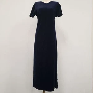 Vintage Victoria Secret Country Women Velvet Midi Dress Size S Blue Whimsigoth - Picture 1 of 13