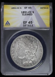 1891-CC $1 Morgan Silver Dollar ANACS EF 45 Details | XF - Picture 1 of 4